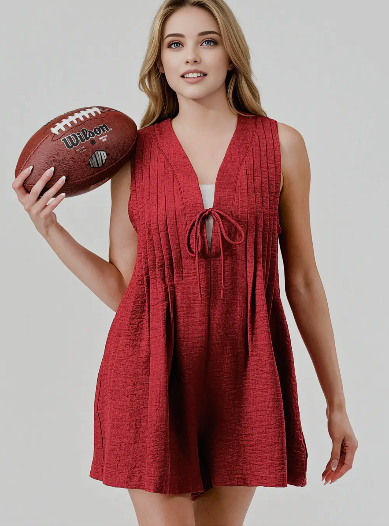 Crimson Vibe Denim Romper