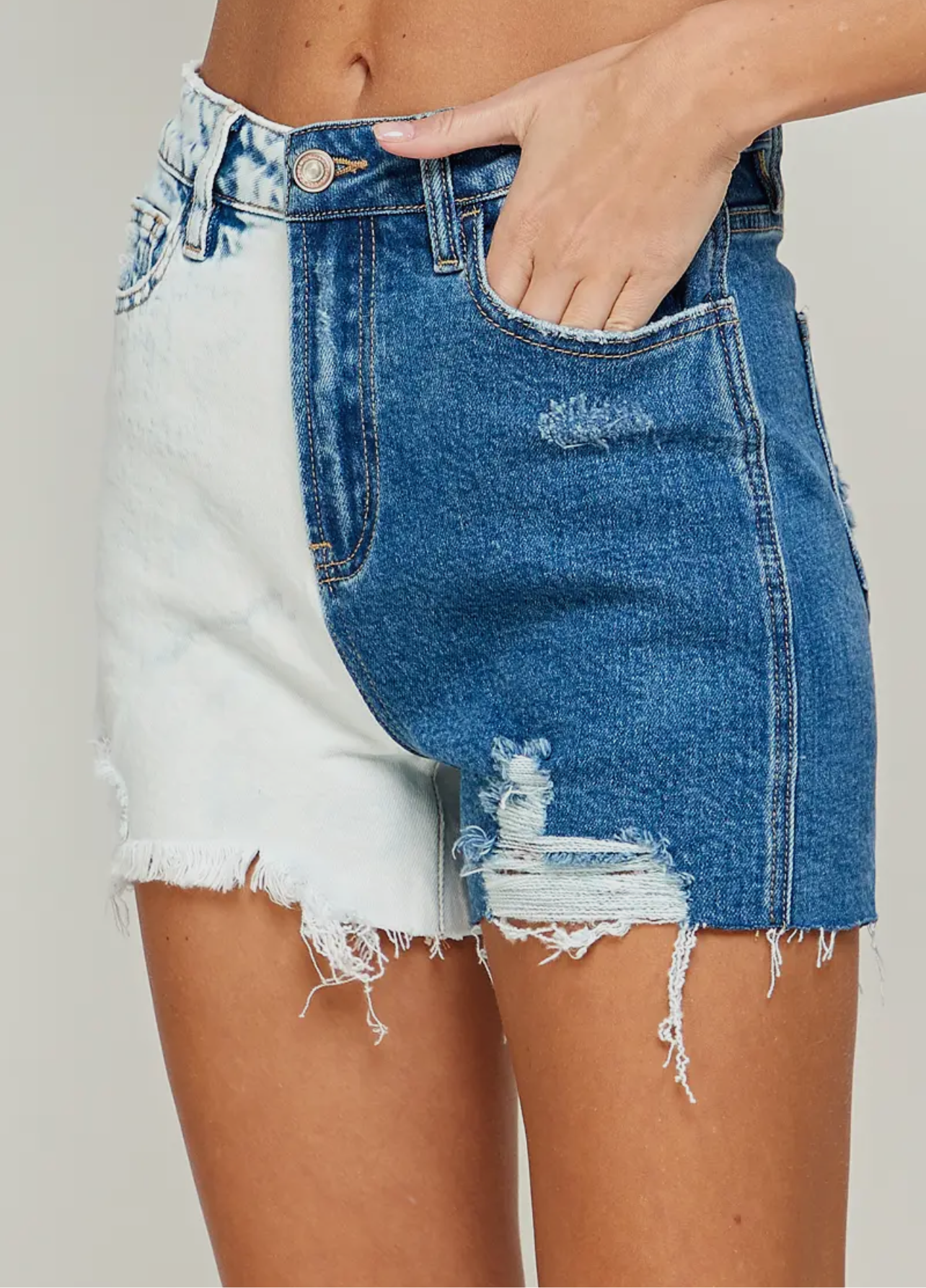 Two Tone Denim Shorts