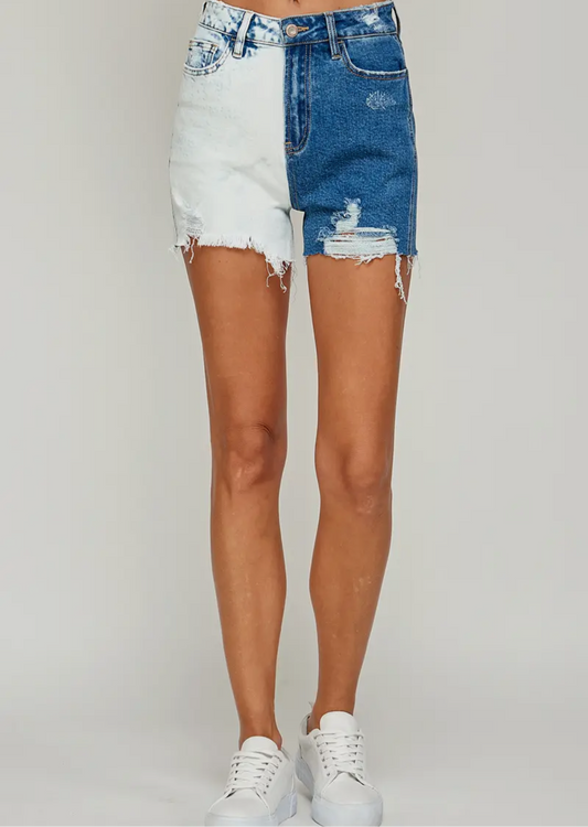 Two Tone Denim Shorts