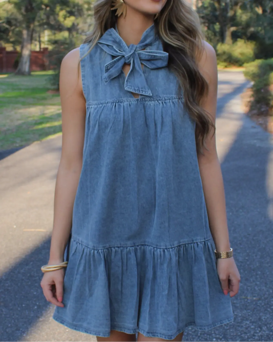 Ready for Kickoff Denim Dress