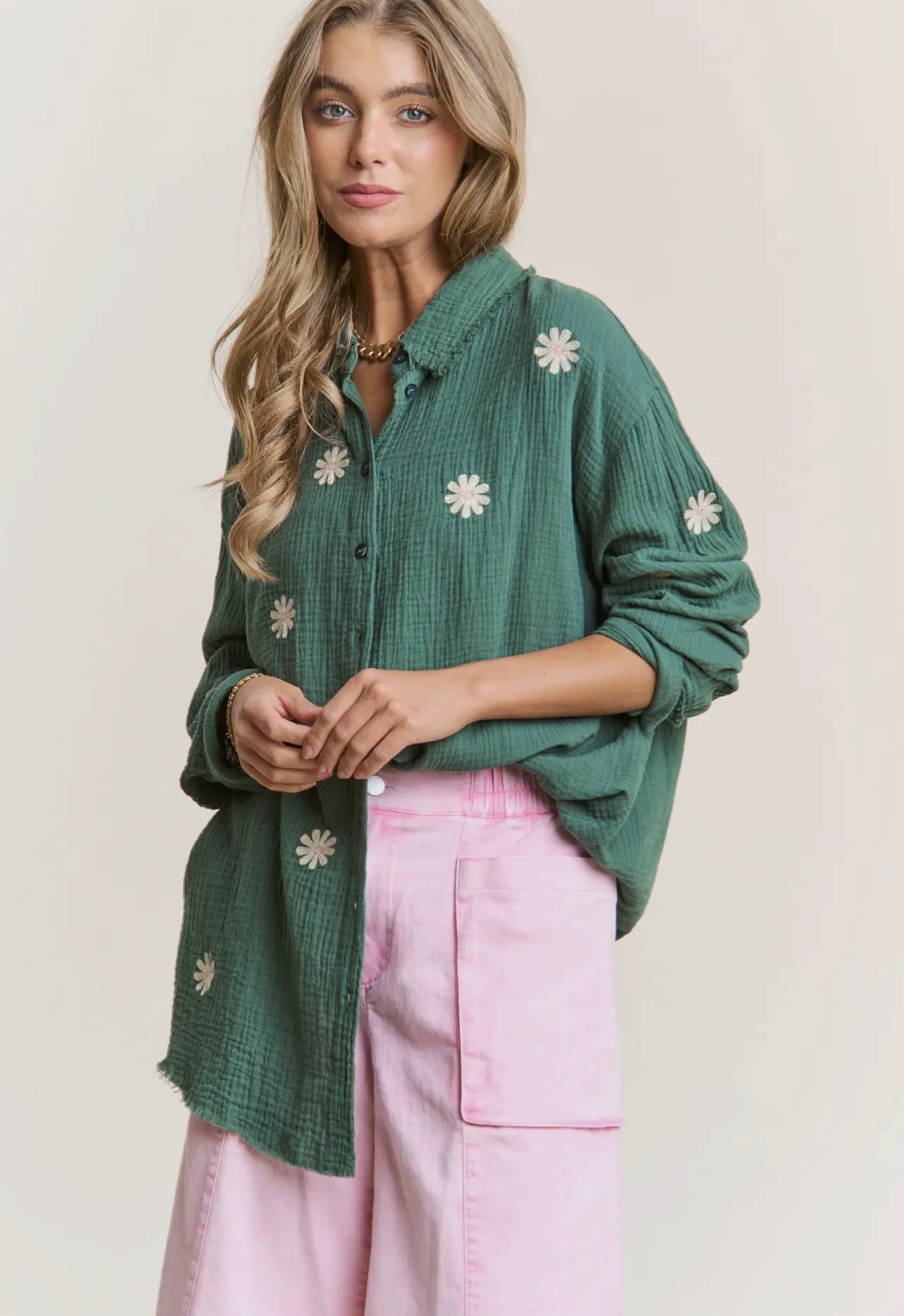 Effortless Daisy Button Up Shirt