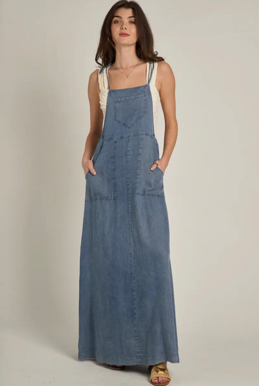 Soft Charm Denim Maxi Dress