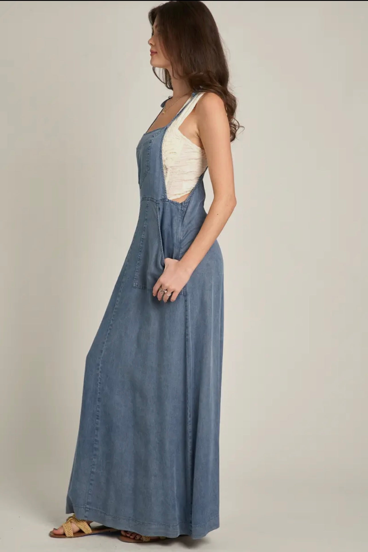 Soft Charm Denim Maxi Dress