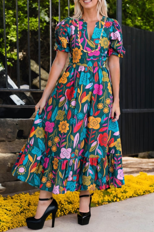 Retro Floral Maxi Dress